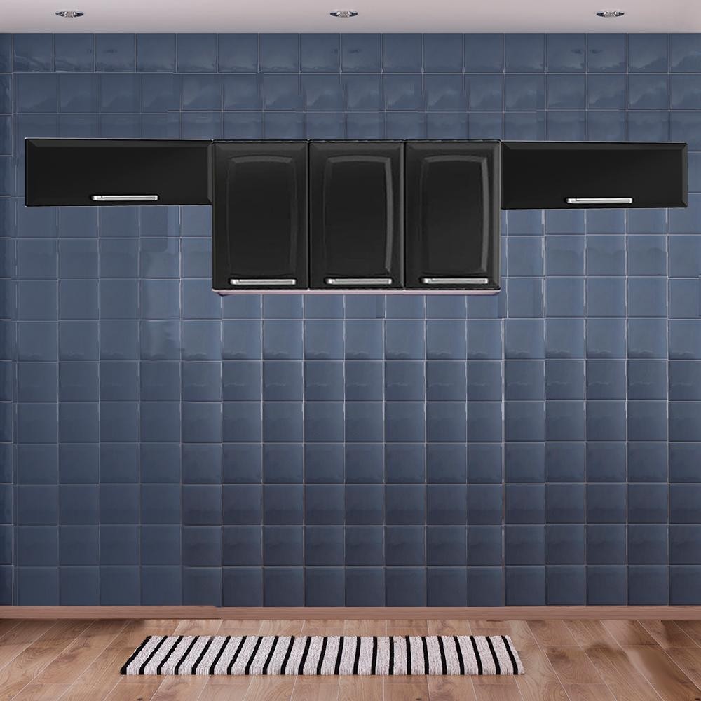 Cozinha Itatiaia Luce com Armário Aéreo 5 Portas Preto em Oferta na Shopee