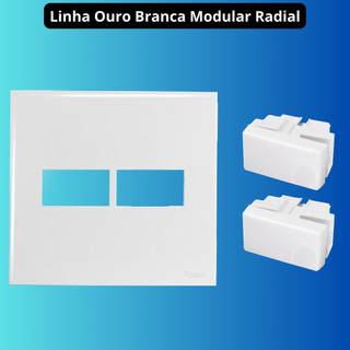 Espelho (Placa) 4x4 com 2 Módulos Interruptor Simples Linha Ouro Branca Modular RADIAL