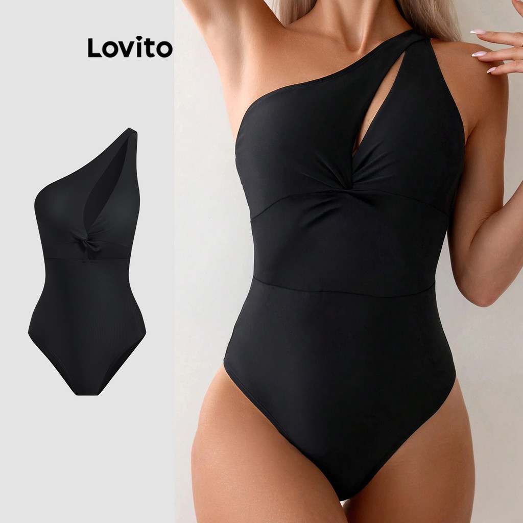 Lovito Boho Plain Cut Out One Pieces para mulheres  LBL19874 - Sports & Outdoors