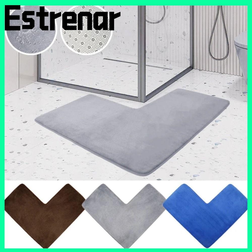 ESTRENAR Tapete Em Forma De L , Para Banheiro De Canto Antiderrapante De Lã Coral , Lavável