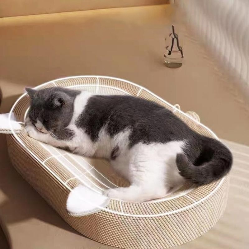 🐱ของเล่นแมว🐱ที่ลับเล็บแมว ที่ฝนเล็บแมว สามารถใช้เป็นครอกแมวได้ 3in1 ที่ขูดเล็บ ป่านศรนารายณ์ กระดาษแข็ง - ภาพที่ 4