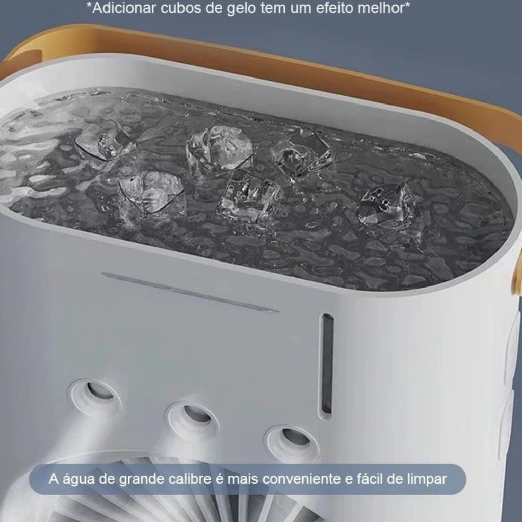 Imagem Mini Refrigerador De Ar Ventilador Climatizador Umidificador LED Duplo Reservatório