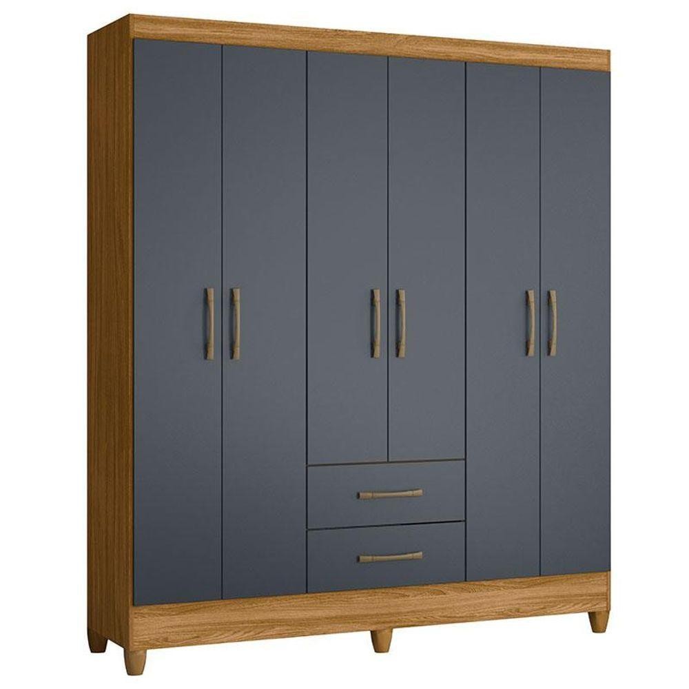 Guarda Roupa Casal Panamá 6 Portas Freijó Cinza - Moval em Oferta na Shopee