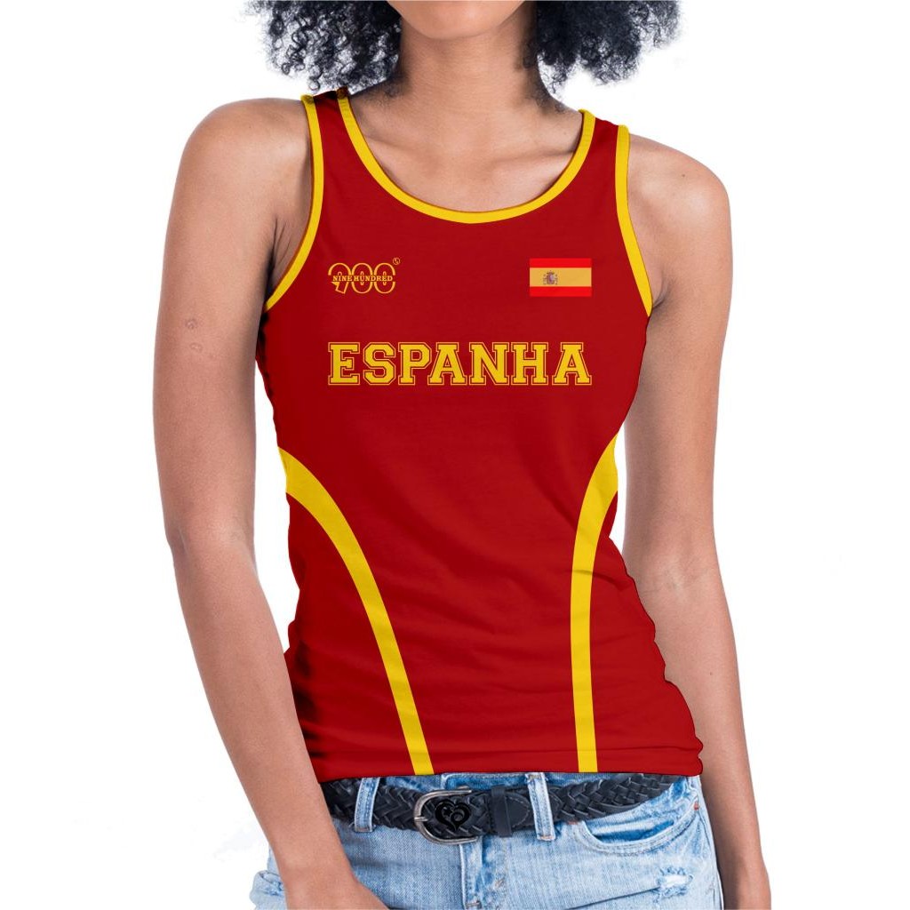 Regata Espanha UV50 Feminina Blusa Uniforme Volei Basquete