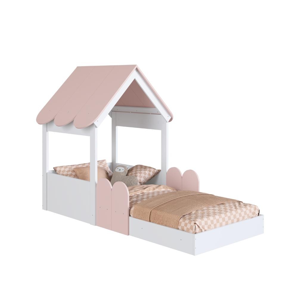 Cama Montessoriana Infantil Casa Solteiro Branco/Rosa - Completa Móveis em Oferta na Shopee