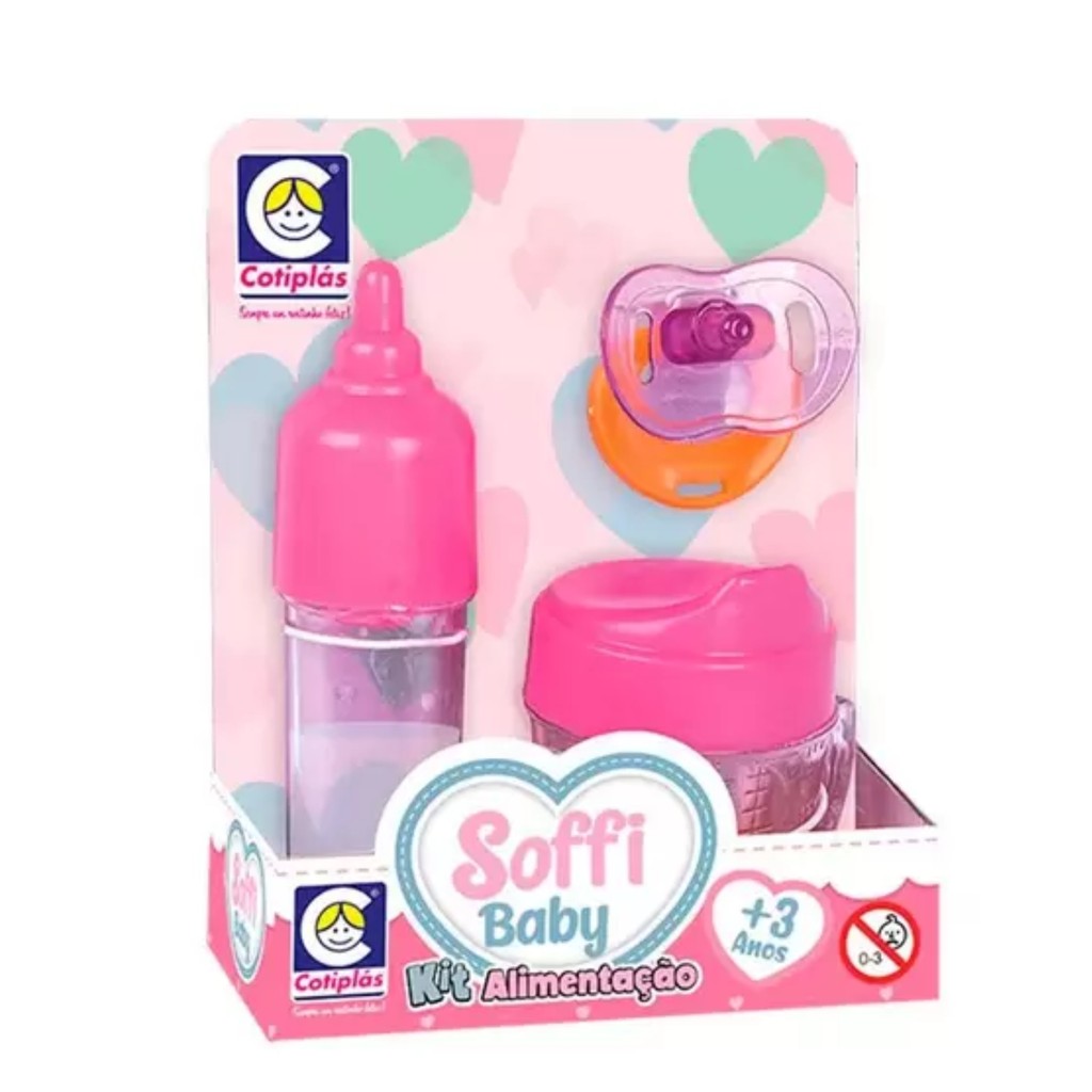 Brinquedo Soffy Babby Kit Alimentação com Mamadeira / Chupeta e Suquinho Cotiplas - 2673 em Oferta na Shopee