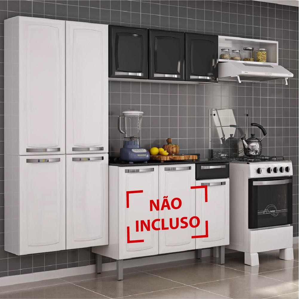 Cozinha Itatiaia Rose Compacta 3 Pecas Branco/Preto em Oferta na Shopee