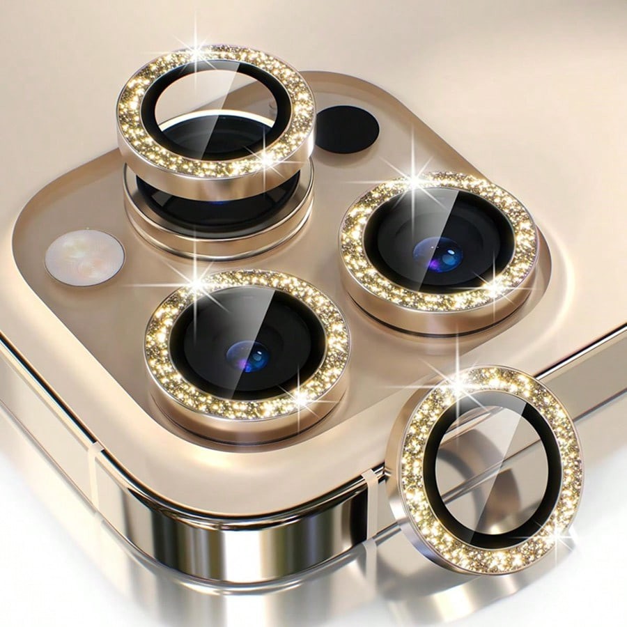 Glitter Diamante Strass Câmera Lente Protetor Caso Para iPhone 17 16 15 14 Pro Max 13 12 11 Mini 15 16 Plus Filme De Tel