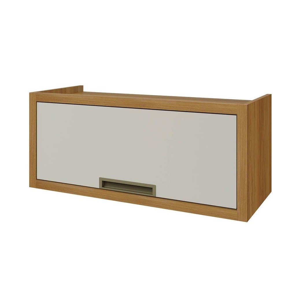 Armário Aéreo Cozinha Modulado Imperatriz c/ 1 Porta Basculante 80cm Freijo/Off White - Nesher