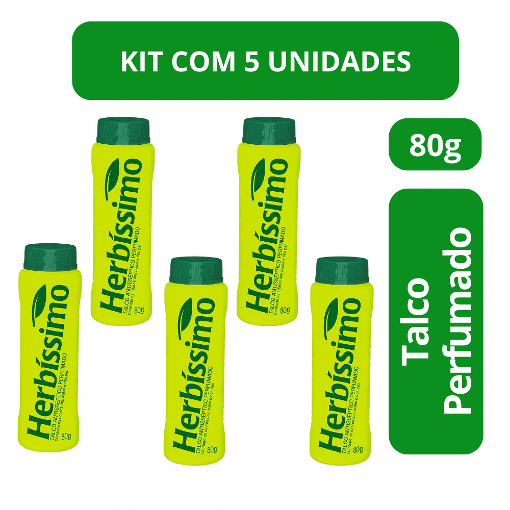 Kit c5 Talco Herbissimo Antisseptico Perfumado 80g