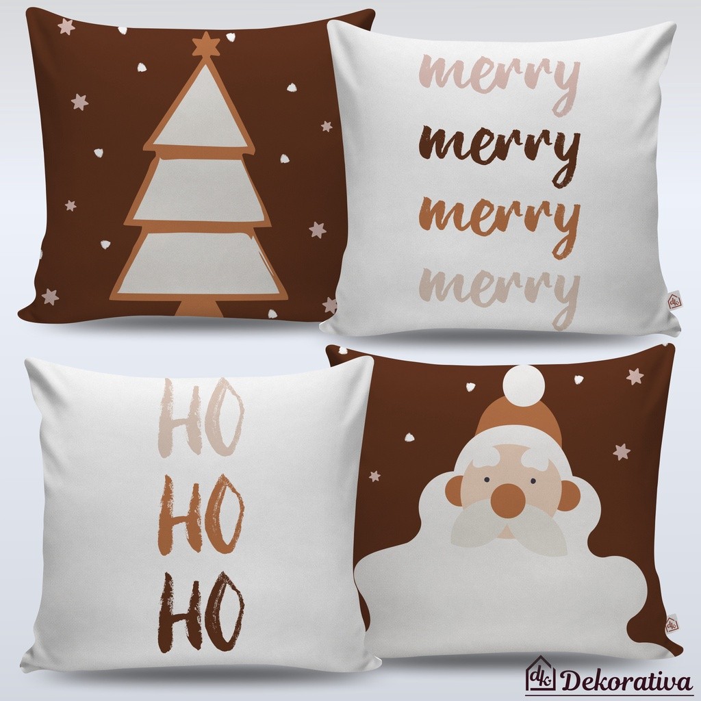 Kit 4 Capas de Almofadas Natal Boho | Capa de almofada decorativa Boho | Decoração Natalina