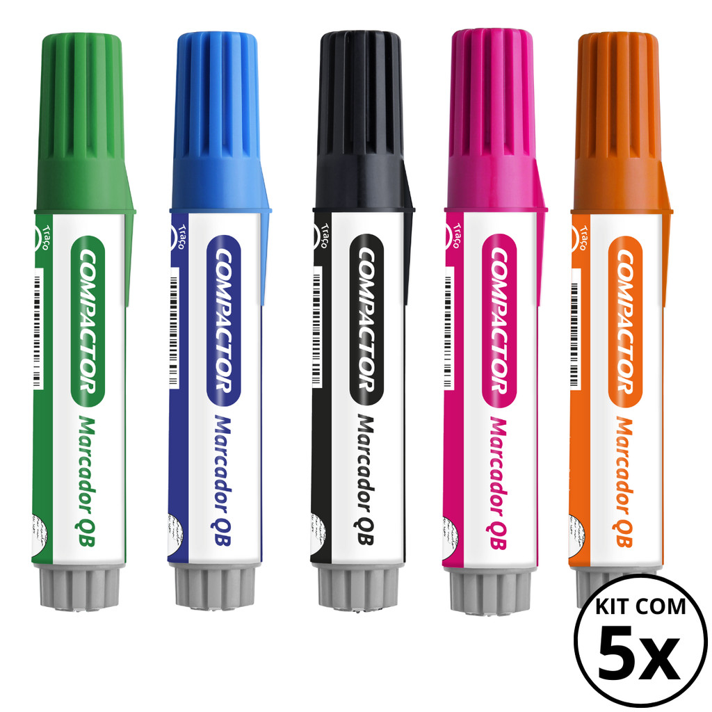 Kit com 05 Marcadores Para Quadro Branco - COMPACTOR KIT:15 em Oferta na Shopee