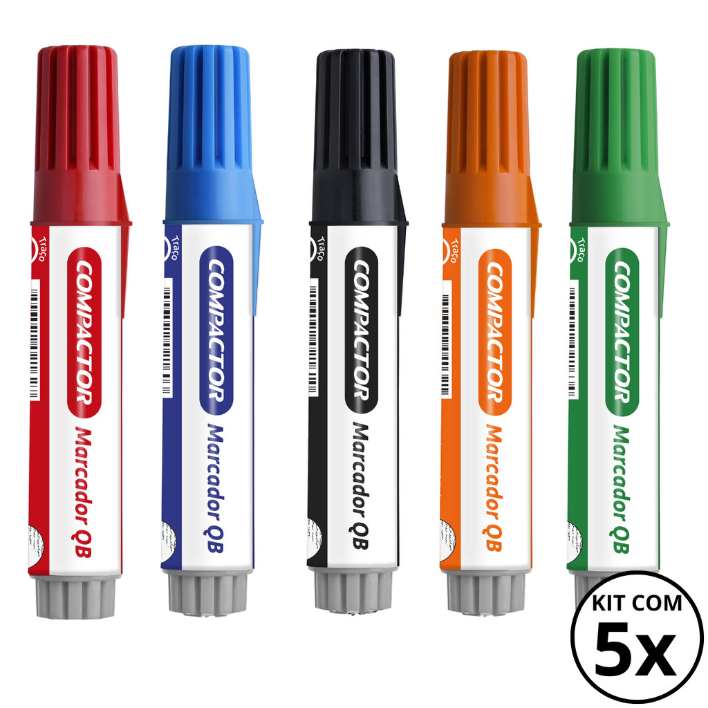 Kit com 05 Marcadores Para Quadro Branco - COMPACTOR KIT:09 em Oferta na Shopee