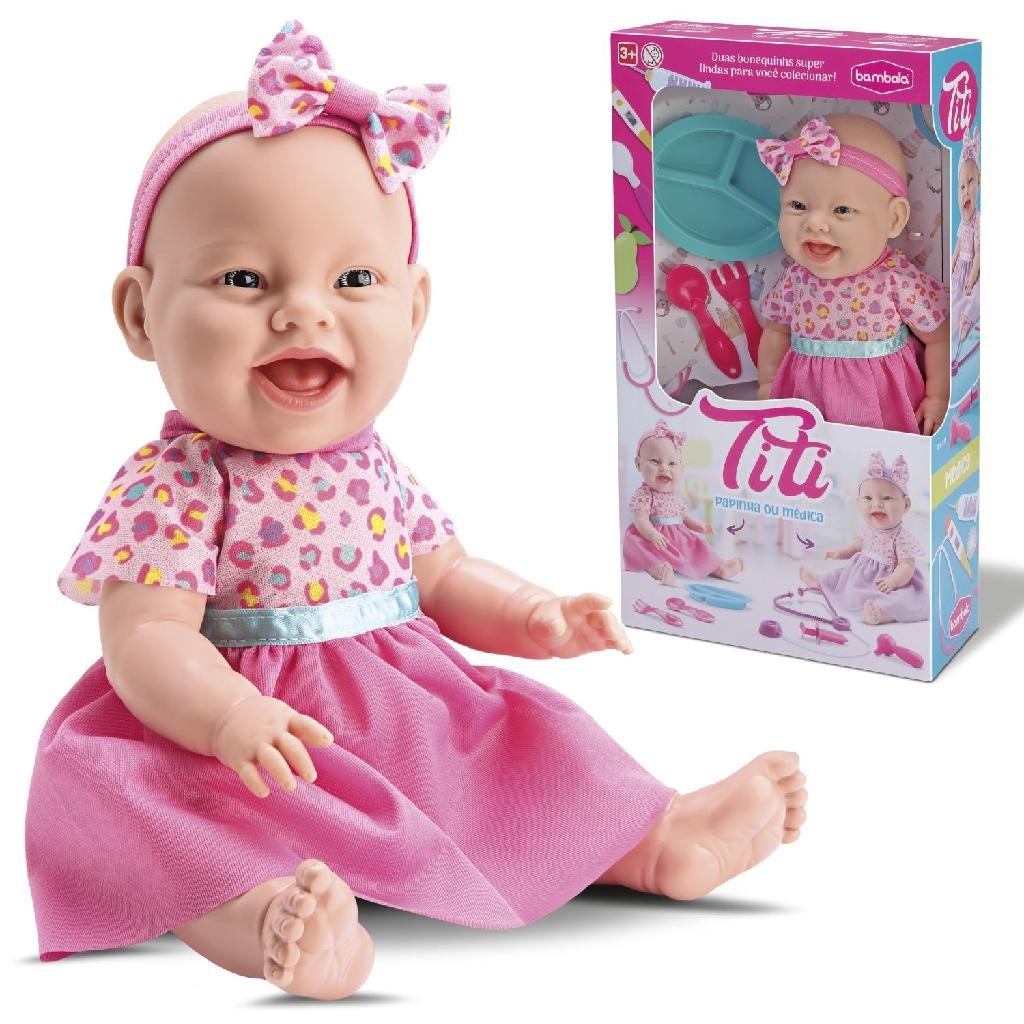 Boneca Titi Papinha Bebê Comidinha Com Acessórios de Cozinha  Bambola