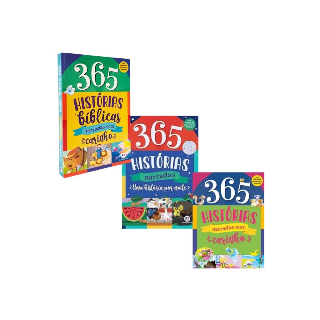 Kit 3 Livros 365 Histórias narradas com carinho + Histórias Bíblicas + Histórias: Uma História por noite