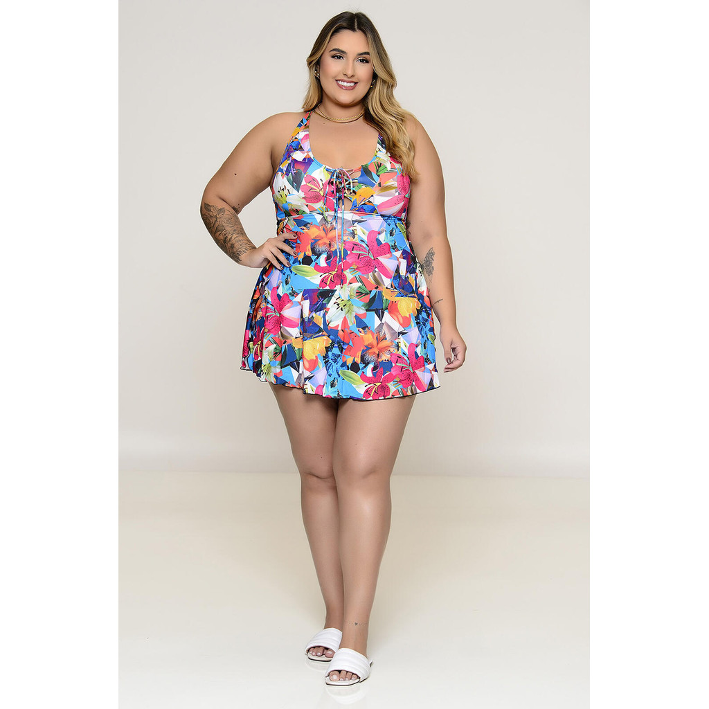Maiô Plus Size Com Bojo E Saída Embutida Lírio Colors