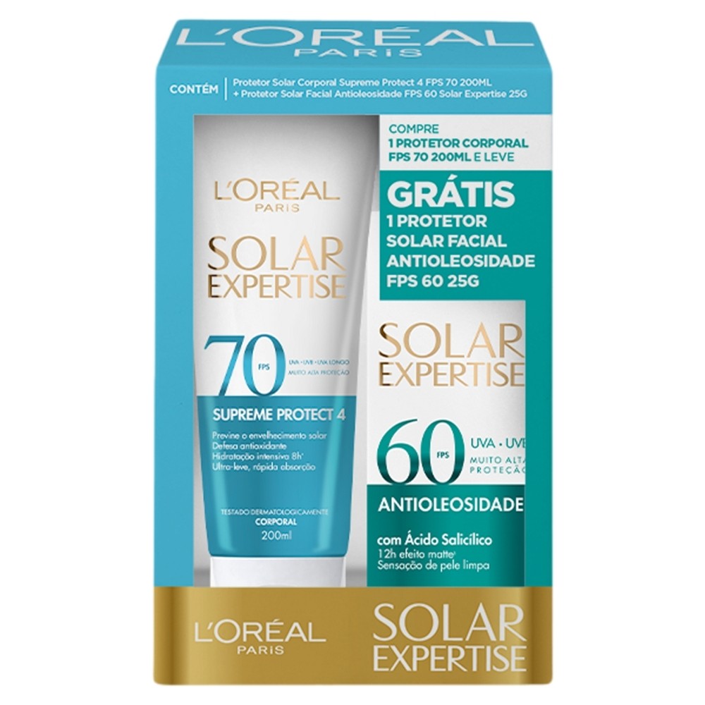 Kit Protetor Solar Loreal FPS70 200ml + Protetor Facial FPS60 25g em Oferta na Shopee