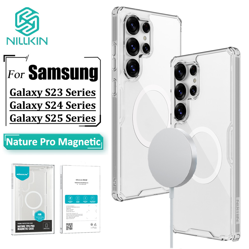 Nillkin Capa Magnética Samsung Galaxy S25 Ultra S24 S23 Transparente Airbag Traseira À Prova De Choque - Mobile & Gadgets