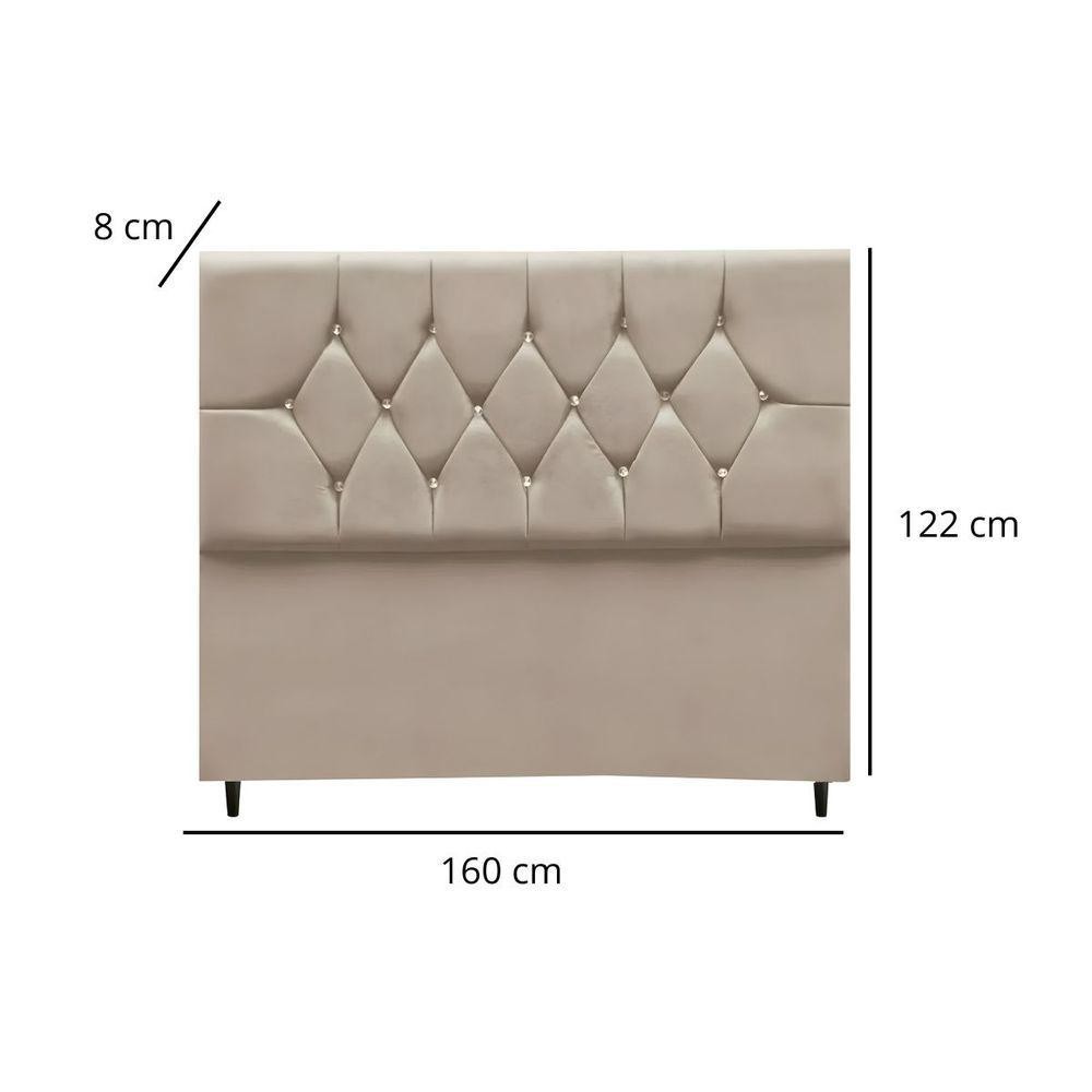 Detalhes do Cabeceira Cama Box Estofada Queen 160 Cm Geovana Suede Cor:bege