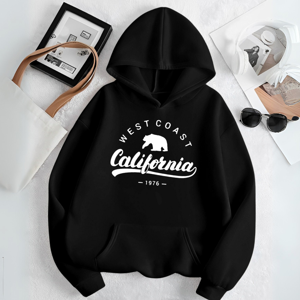 Moletom Canguru Estampado Califórnia West Coast Unissex Blusa de Frio Confortável Casual Inverno Modinha Tecido Premium