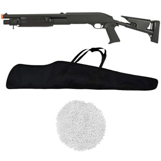 Kit Rifle Shotgun AirSoft M56C Spring 6mm Preta - Double Eagle + Capa + 2000 Esferas 0.12g em Oferta na Shopee