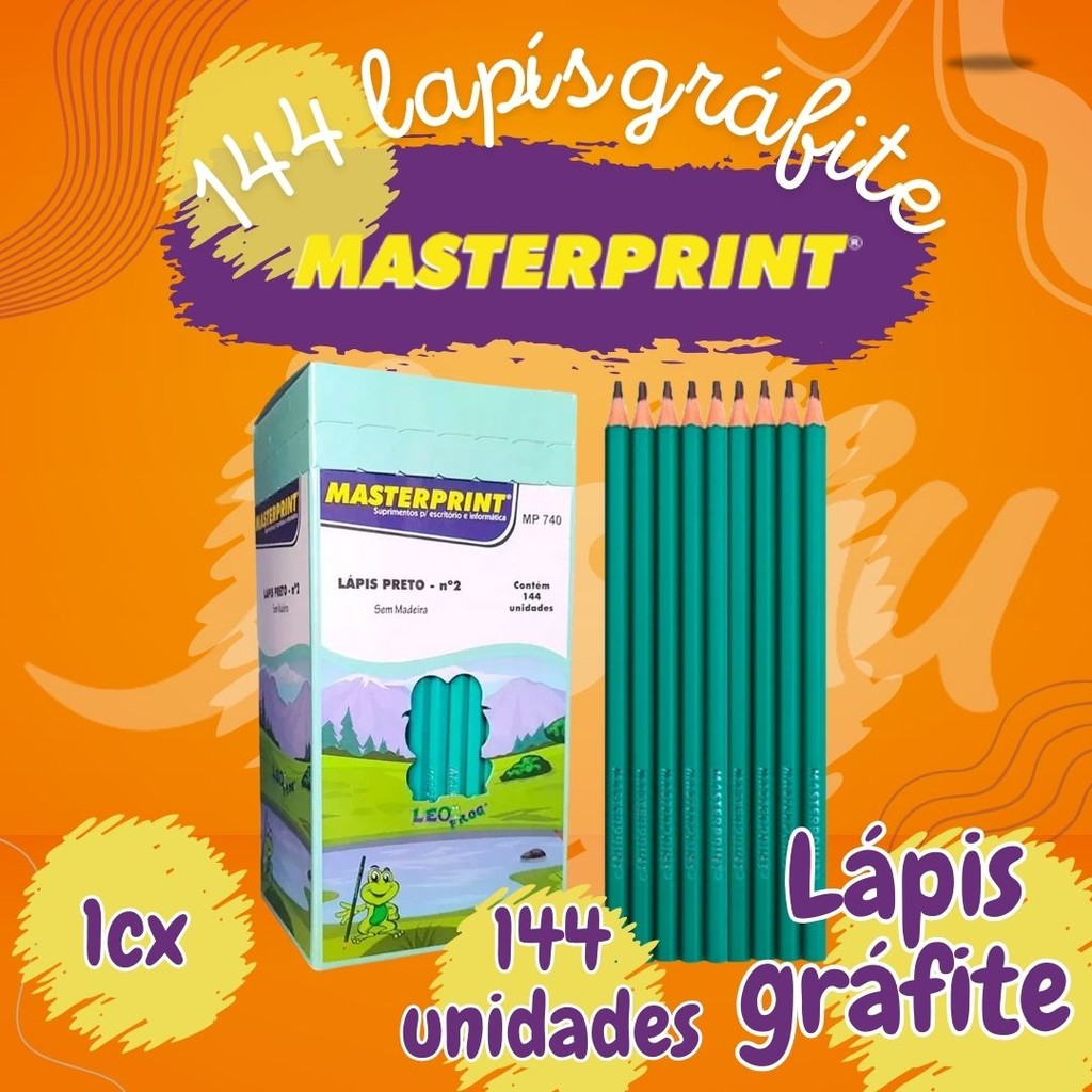 1 Caixas Lápis de Escrever Preto Nº2 Caixa Com 144 Unid Lacrado Escolar Escola Estudos Masterprint
