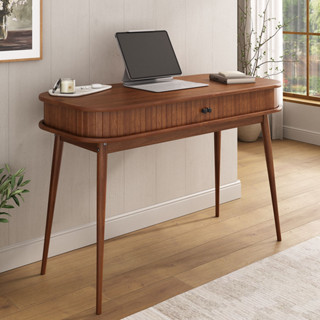 Escrivaninha Madeira Porta Rolltop Versátil Mesa Escritório Jari Castanho Verniz em Oferta na Shopee