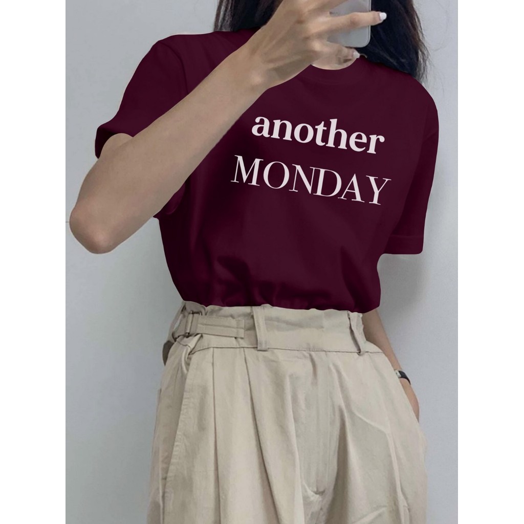 Camiseta Aesthetic Vinho Another Monday Estampado Unissex Oversized Feminina T-Shirt Old School