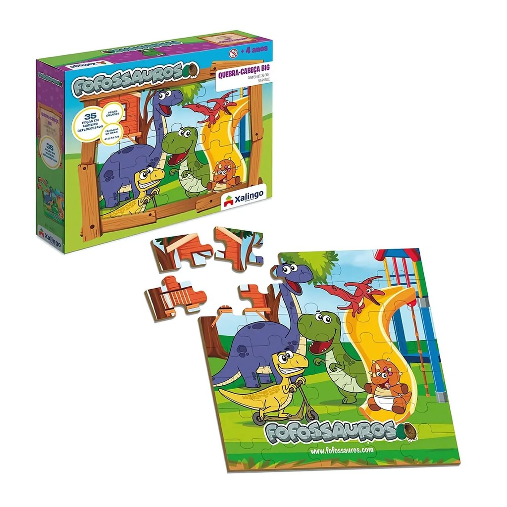 Jogo Quebra-Cabeça Infantil Big Fofossauros 35 Peças Xalingo - 54265 em Oferta na Shopee