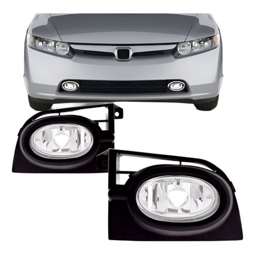 Par Farol Milha Auxiliar Civic Exs 2007 2008 Com Moldura Esquerdo Direito