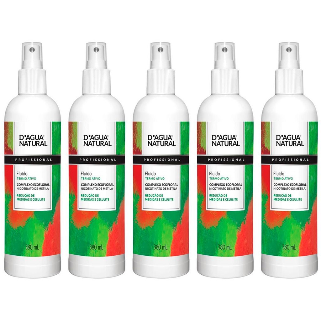 Imagem Kit 5 Potes Fluido Termo Ativo Dagua Natural Complexo Ecofloral 380ml Redução de Medidas e Celulite