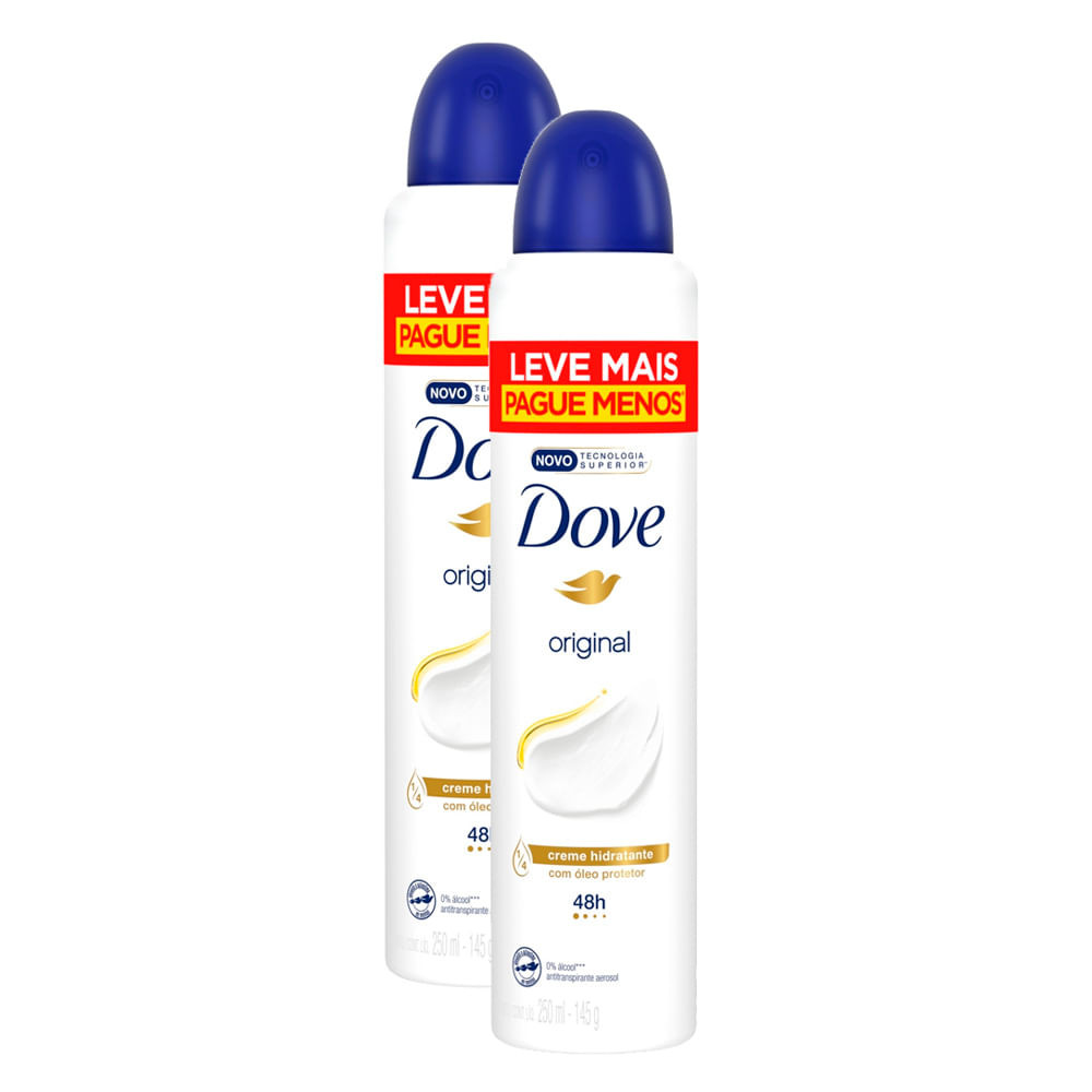 Desodorante Antitranspirante Aerosol Dove Original 250ml Leve Mais Pague Menos | Kit com duas unidades - Beauty