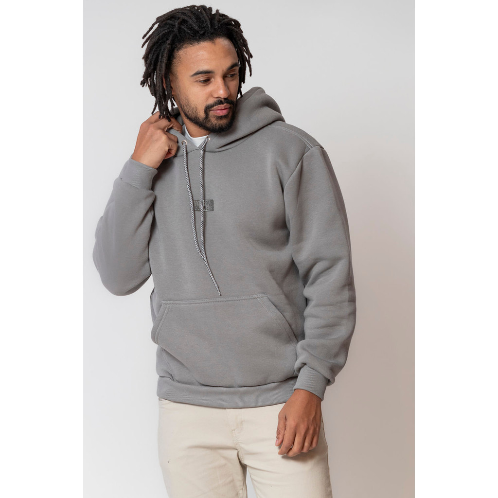 Blusa Moletom Masculina Canguru Logo Polo Wear Cinza Médio - Men Clothes