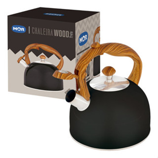 Chaleira Wood Mor 2,5 Litros Cabo Amadeirado Preta ou Bege Aço Inox Premium Gourmet Cozinha - Mor em Oferta na Shopee