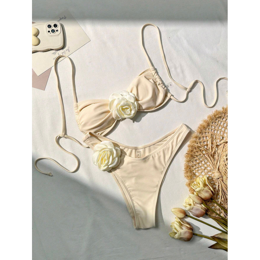 Nova flor tridimensional 2025 Sexy praia férias multicolorido biquíni terno maiô moda biquíni
