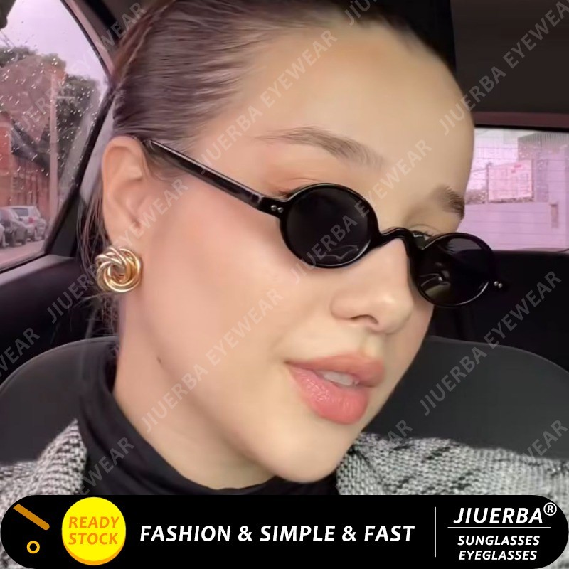 (JIUERBA) Óculos De Sol Vintage Ovais De Armação Pequena Hip Hop Tendência Da Moda Coloridos em Oferta na Shopee