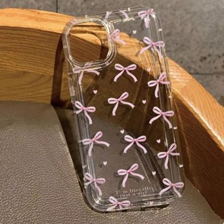 Bonito Rosa Coração Arco Caso Para IPhone 16 15 14 13 12 11 Pro Max Mini XS XR 7 8Plus SE 2 À Prova De Choque Macio Clar em Oferta na Shopee