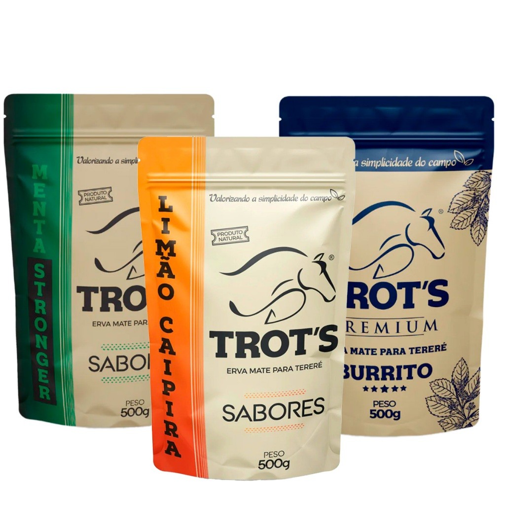 Kit com 3 Ervas Mate TROT'S 500ML - ESCOLHA SABORES