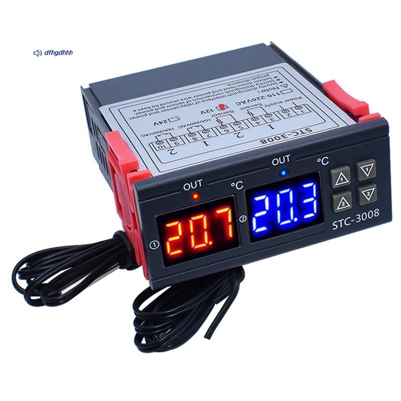Controlador De Temperatura Digital Duplo STC-3008 , Termostato De Saída De Dois Relés , Aquecedor Com De Sonda 12V em Oferta na Shopee