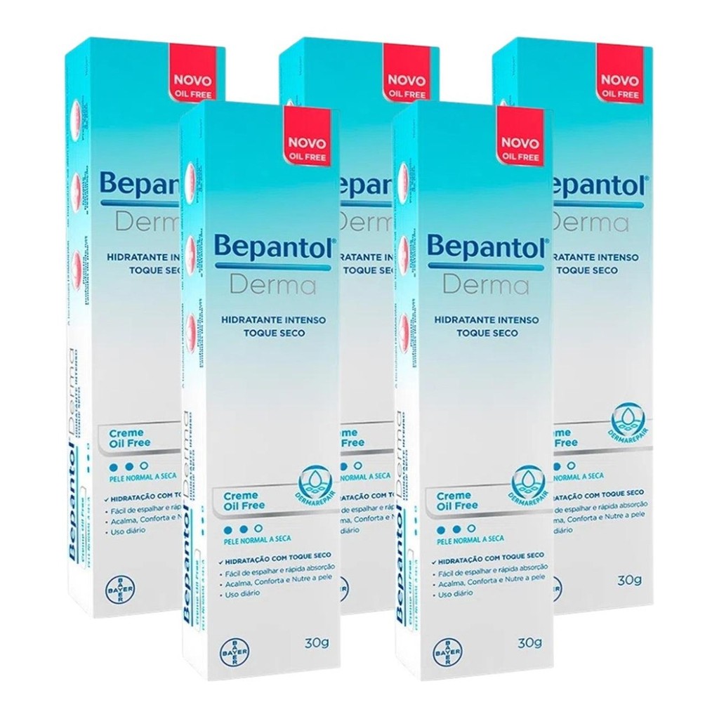 5 Cx Bepantol Derma Hidratante Intenso Toque Seco De 30g Cd