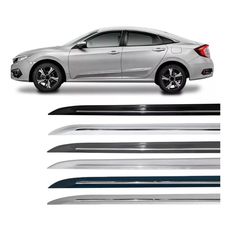 Jogo Friso Lateral Civic G10 2019 2020 2021 Azul Cosmico