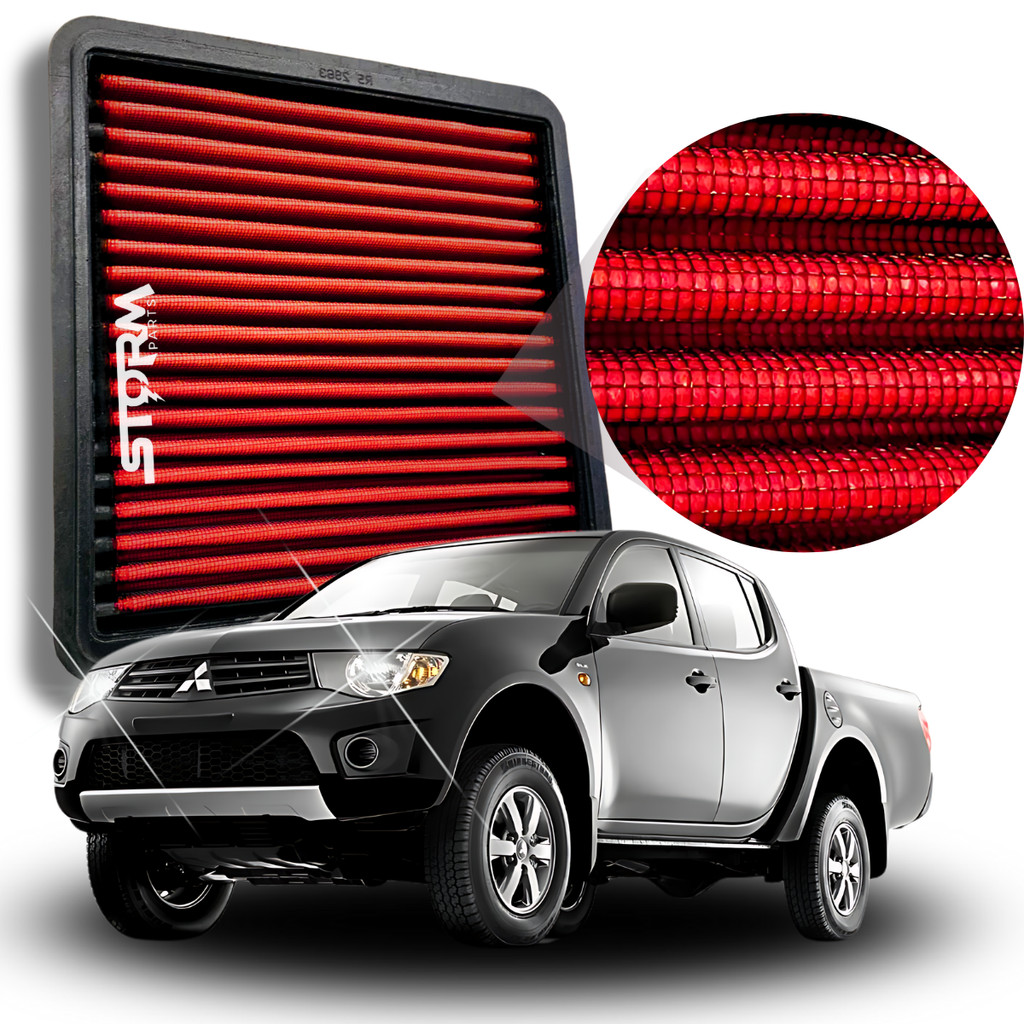 Filtro de Ar Esportivo mitsubishi L200 Triton Motor 3.5 V6 Flex ano 2010 a 2017 Lavável Reutilizável