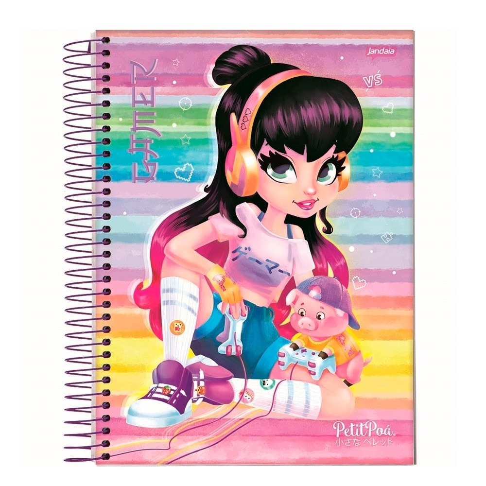 Caderno Espiral Jandaia Universitário Capa Dura Petit Poa 1 Matéria 80 Folhas Embalagem com 4 Unidades
