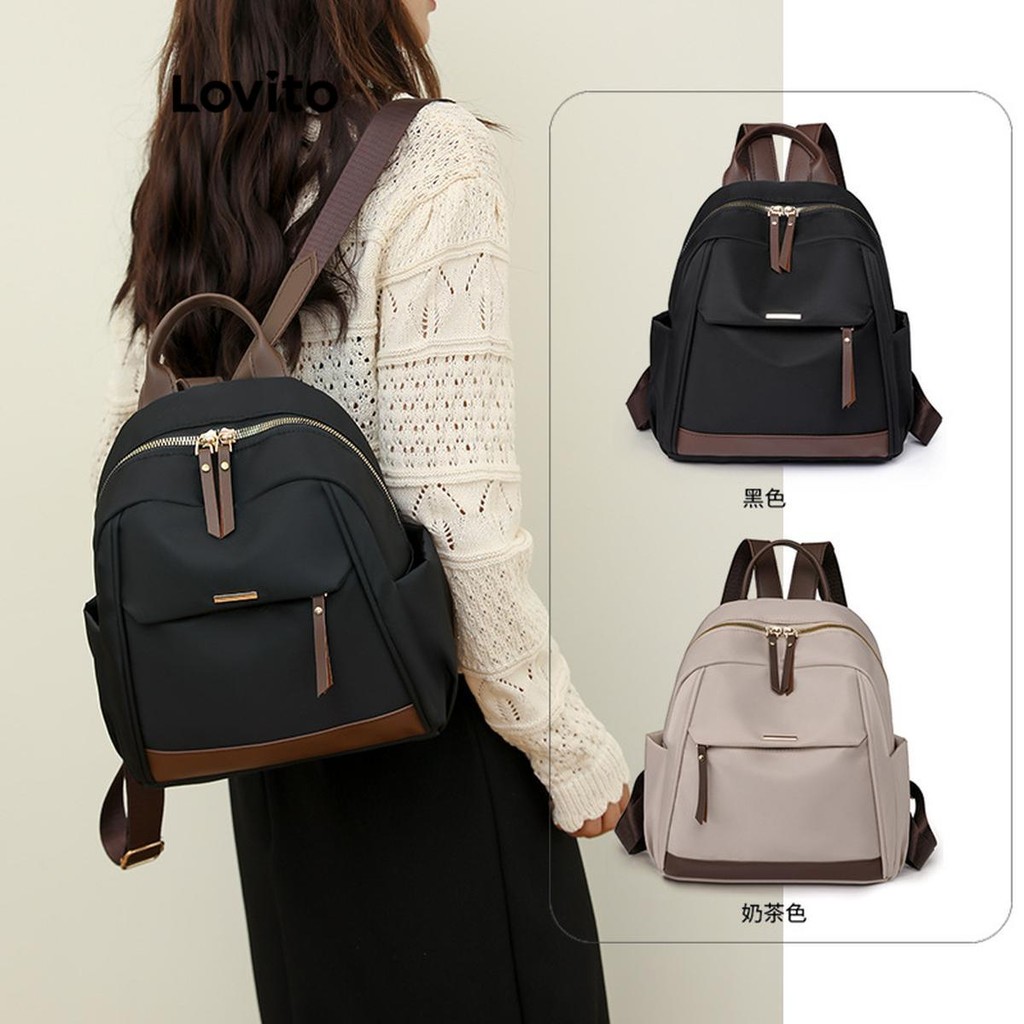 (Trendy) Lovito  Mochila Casual Simples Multifuncional Prática Mochila De Grande Capacidade Para Mulheres LFA74083 - Women Bags