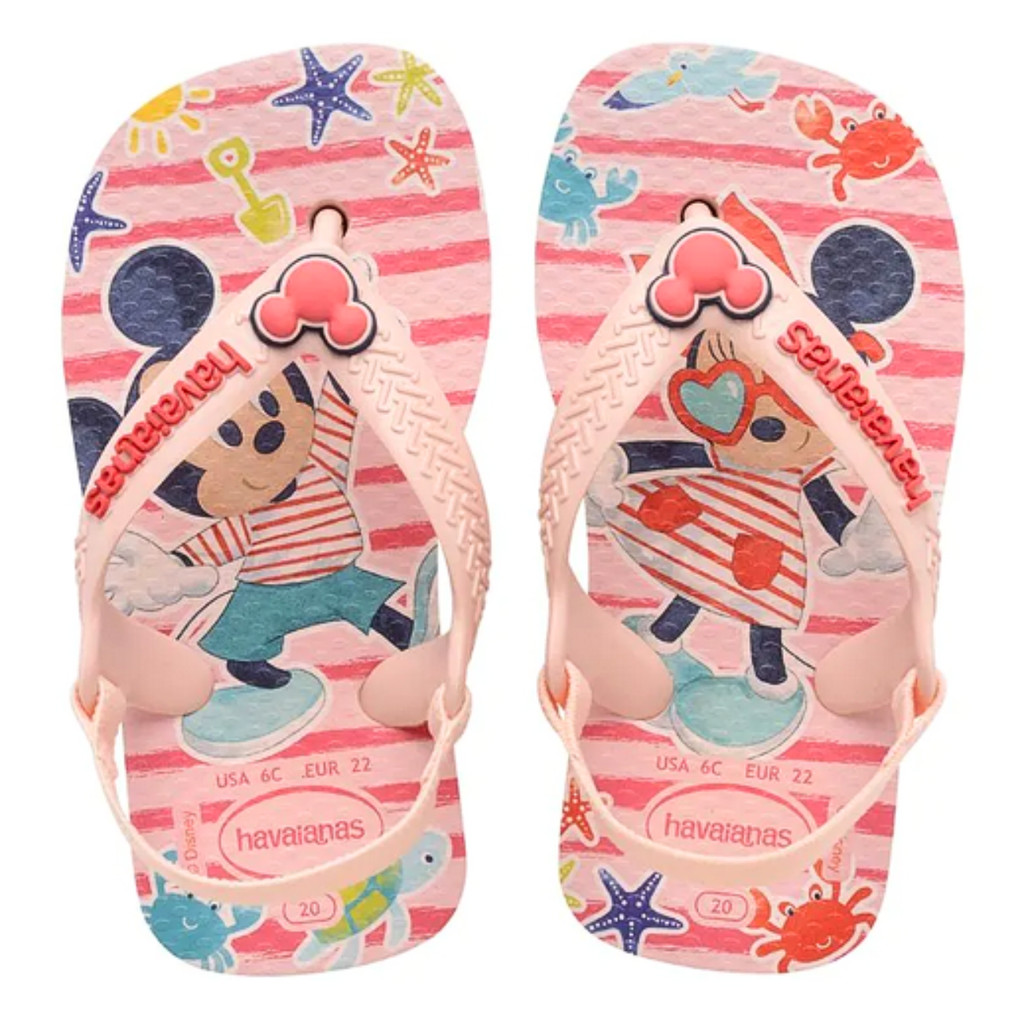 Chinelo de Dedo Havaianas Baby Bebê Elástico Disney Mickey Minnie Sandália Infantil Menina Menino