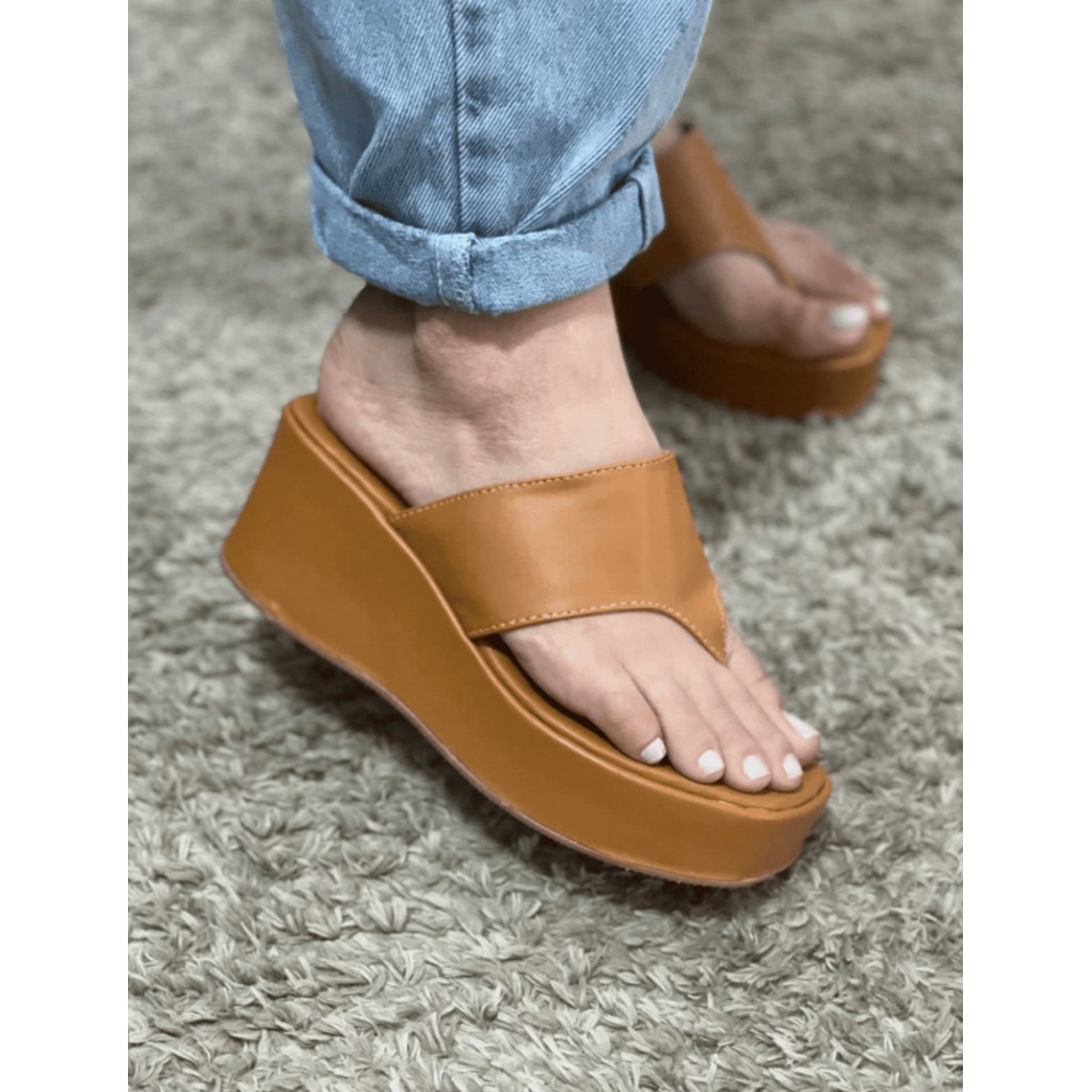 Anabela Sandalia Feminina Flatform Tamanco Confortavel Modelo Chinelo