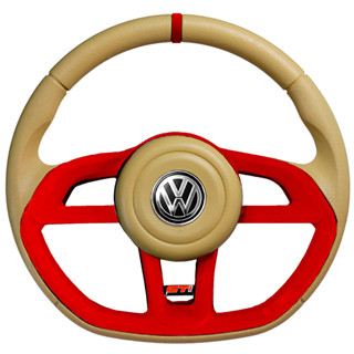 Volante Esportivo Gti bege Vermelho Band Gti Volkswagen Fusca Brasília Buggy em Oferta na Shopee