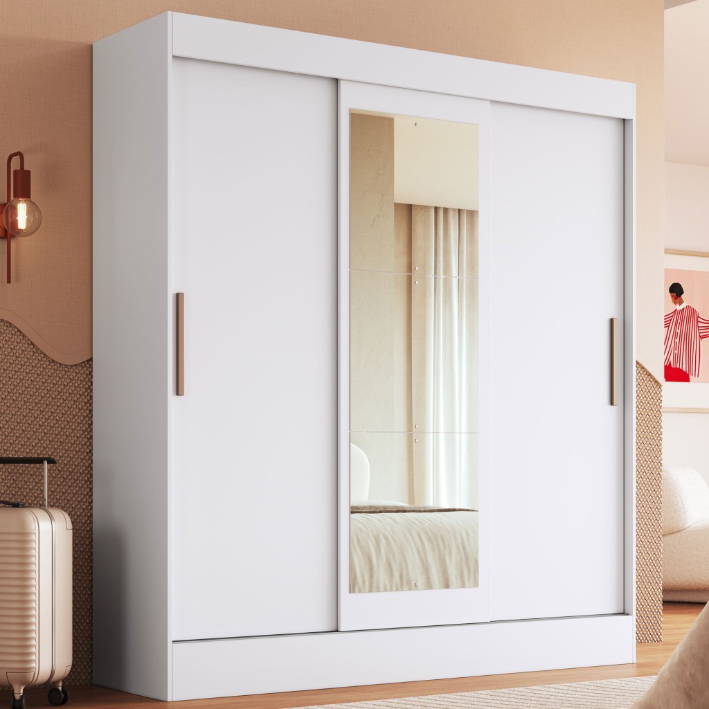 Guarda-Roupa Casal Londres 3 Portas 2 Gavetas com Espelho 100% Mdf - Doripel Móveis