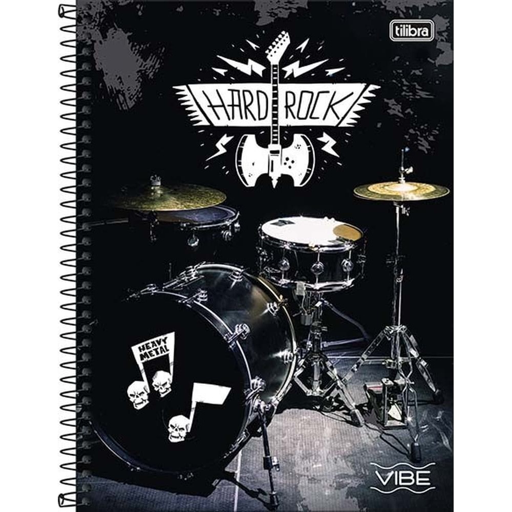 Caderno Universitário 10 Matérias Capa Dura 160 Folhas Vibe Hard Rock Tilibra em Oferta na Shopee