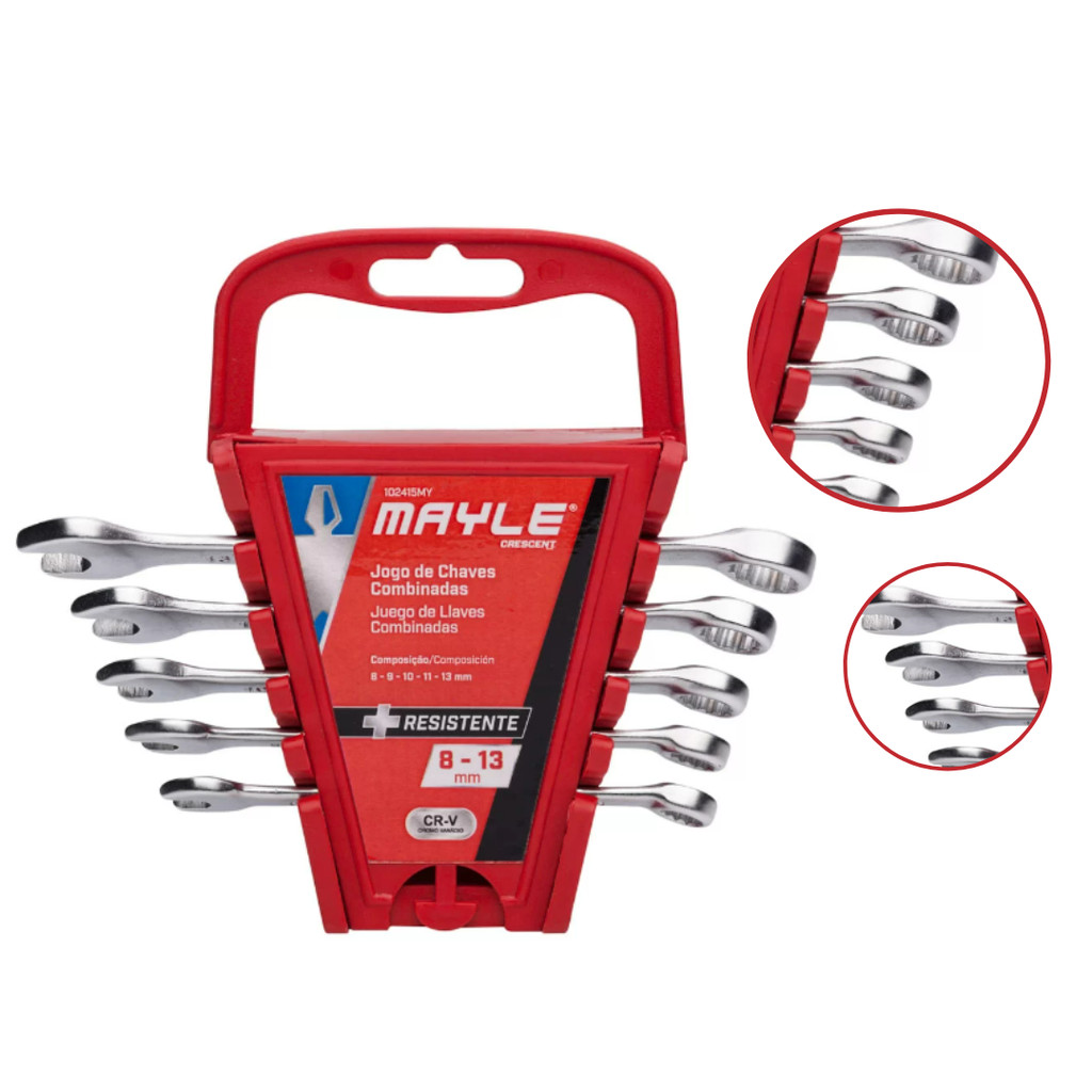 Jogo Chave Combinada De 8 A 13 Mm Com 5 Peças Mayle